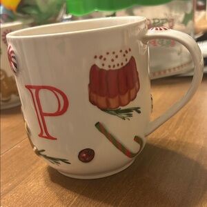 Anthropologie Holiday Mug with Red and Green Design